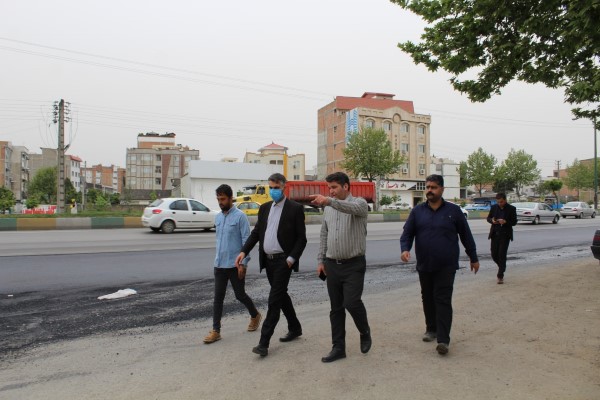 بازدید مهندس کاظم علیپور از روند اجرای پروژه آسفالت کناره باند تندرو مسیر اصلی کمربندی شمالی