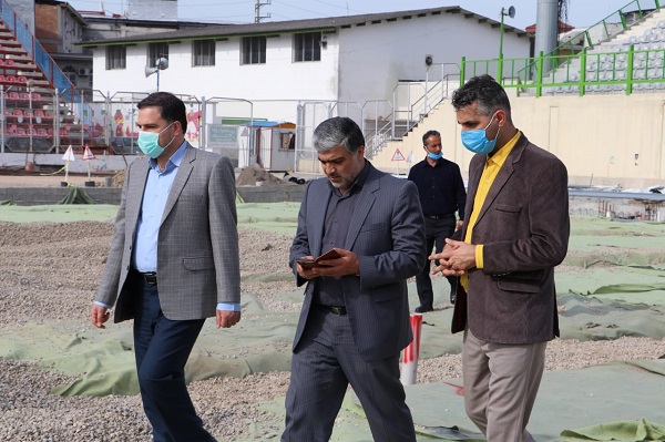بازدید جناب آقای جواد مولایی قرا فرماندار محترم به همراه مهندس کاظم علیپور شهردار قائم شهر از ورزشگاه شهید وطنی