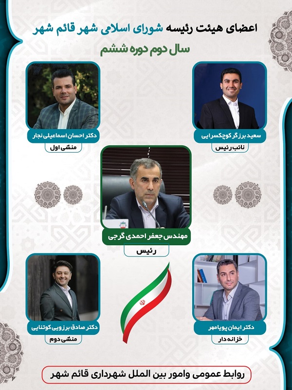 اعضای هیئت‌ رئیسه شورای اسلامی شهر قائم شهر مشخص شدند