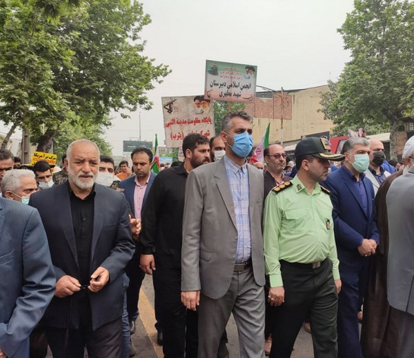 حضور مهندس کاظم علیپور شهردار قائم شهر به همراه مردم و مسئولین در راهپیمایی بزرگ روز جهانی قدس